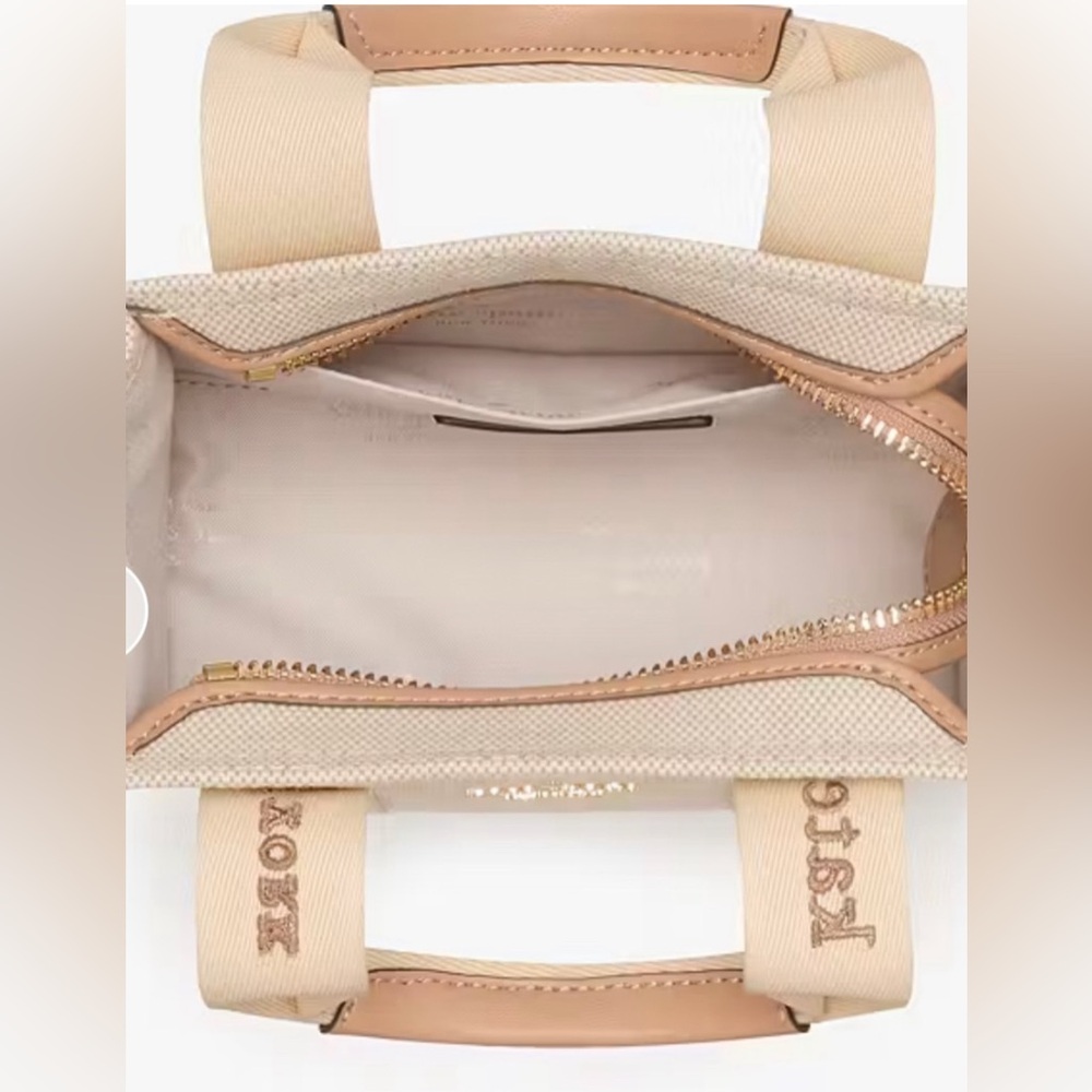 kate spade Kip Canvas Mini Tote crossbody handbag beige, removable strap, logo - Picture 2 of 13